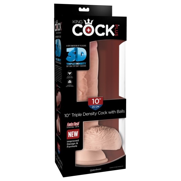 Телесный фаллоимитатор на присоске 10  Triple Density Cock with Balls - 26,7 см