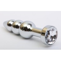 Серебристая анальная ёлочка с прозрачным кристаллом - 11,2 см. Серебристая анальная ёлочка с прозрачным кристаллом - 11,2 см.