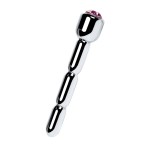 Серебристый уретральный плаг со стразом - 7 см