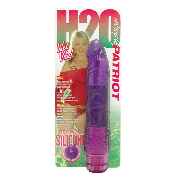 Водонепроницаемый фиолетовый вибромассажер H2O PATRIOT WATERPROOF VIBRATOR - 19 см