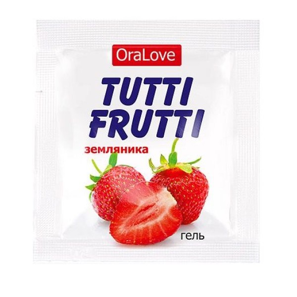 Пробник гель-смазки Tutti-frutti с земляничным вкусом - 4 гр