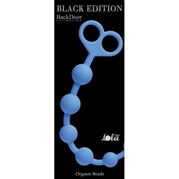 Голубая анальная цепочка Orgasm Beads - 33,5 см