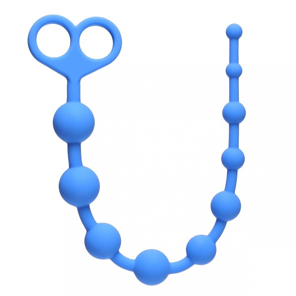 Голубая анальная цепочка Orgasm Beads - 33,5 см