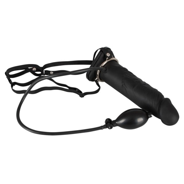 Полый страпон с эффектом увеличения Inflatable Strap-On - 18,5 см