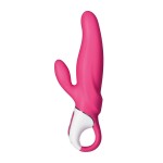Ярко-розовый вибратор  Satisfyer Mr Rabbit с клиторальным отростком - 22,1 см