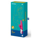 Ярко-розовый вибратор  Satisfyer Mr Rabbit с клиторальным отростком - 22,1 см