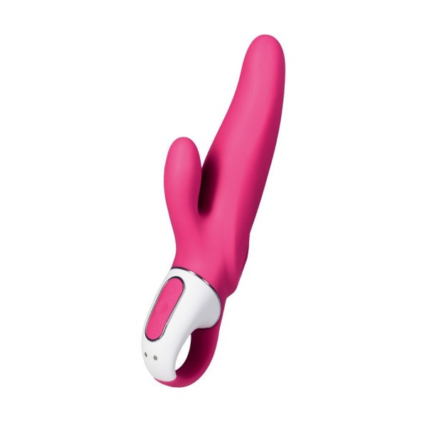 Ярко-розовый вибратор  Satisfyer Mr Rabbit с клиторальным отростком - 22,1 см