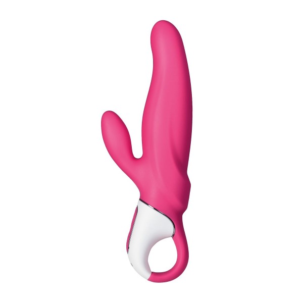 Ярко-розовый вибратор  Satisfyer Mr Rabbit с клиторальным отростком - 22,1 см