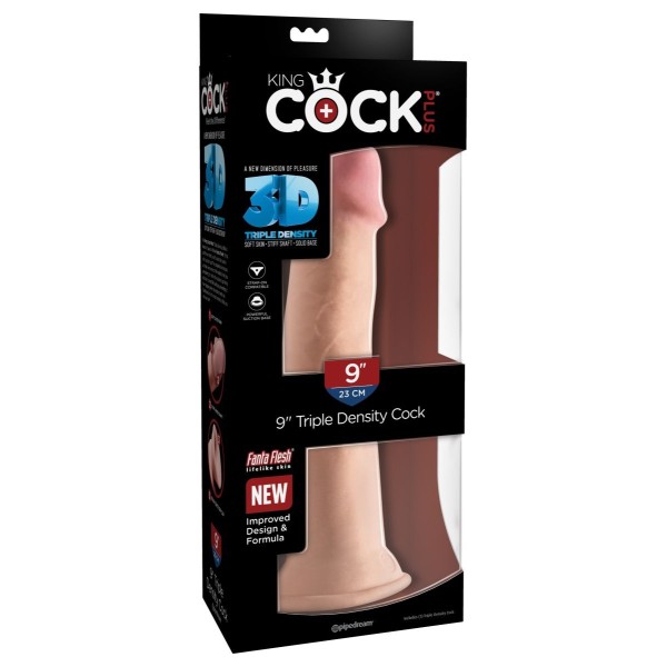 Телесный фаллоимитатор на присоске 9  Triple Density Cock - 26,7 см