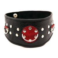 Кожаный ошейник с клепками и кольцами