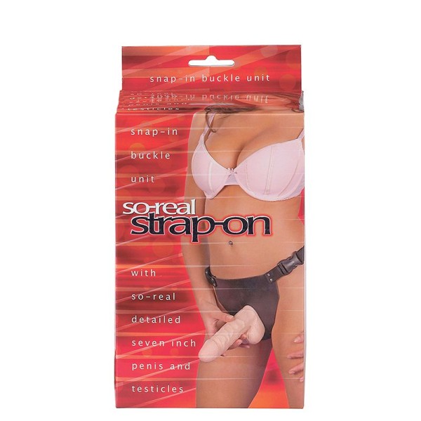 Фаллопротез женский с мошонкой SO-REAL STRAP-ON - 17,8 см