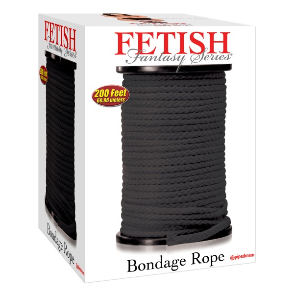 Черная веревка для связывания Bondage Rope - 60,9 м