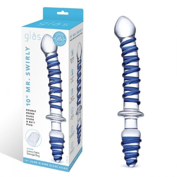 Двусторонний фаллоимитатор с анальной пробкой Mr Swirly Dildo   Butt Plug - 25 см