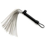 Серебристая многохвостая плетка Satin Flogger - 37,5 см