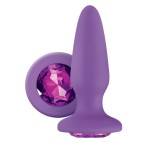 Фиолетовая анальная пробка с фиолетовым кристаллом Glams Purple Gem - 10,4 см