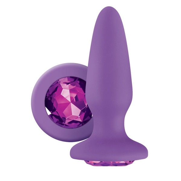 Фиолетовая анальная пробка с фиолетовым кристаллом Glams Purple Gem - 10,4 см