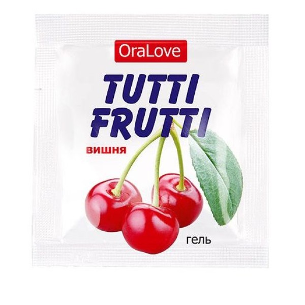 Пробник гель-смазки Tutti-frutti с вишнёвым вкусом - 4 гр