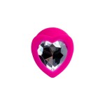 Розовая анальная втулка Diamond Heart с прозрачным кристаллом - 8 см