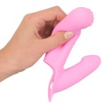 Нежно-розовая двойная вибронасадка на палец Vibrating Finger Extension - 17 см
