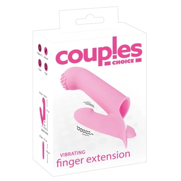 Нежно-розовая двойная вибронасадка на палец Vibrating Finger Extension - 17 см