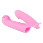 Нежно-розовая двойная вибронасадка на палец Vibrating Finger Extension - 17 см
