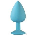 Большая голубая анальная пробка Emotions Cutie Large с розовым кристаллом - 10 см