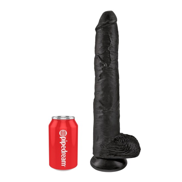 Чёрный фаллоимитатор-гигант 14  Cock with Balls - 37,5 см
