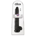 Чёрный фаллоимитатор-гигант 14  Cock with Balls - 37,5 см
