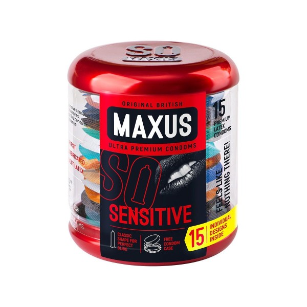 Ультратонкие презервативы в металлическом кейсе MAXUS Sensitive - 15 шт