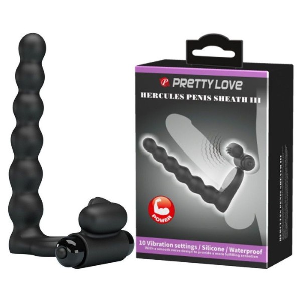 Черная насадка для двойной стимуляции Hercules Penis Sheath III - 15,3 см