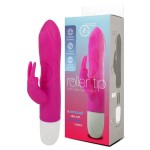 Розовый вибромассажер с клиторальным стимулятором ROLLER TIP WITH ROLLER BALL MOVEMENT - 14 см