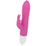 Розовый вибромассажер с клиторальным стимулятором ROLLER TIP WITH ROLLER BALL MOVEMENT - 14 см