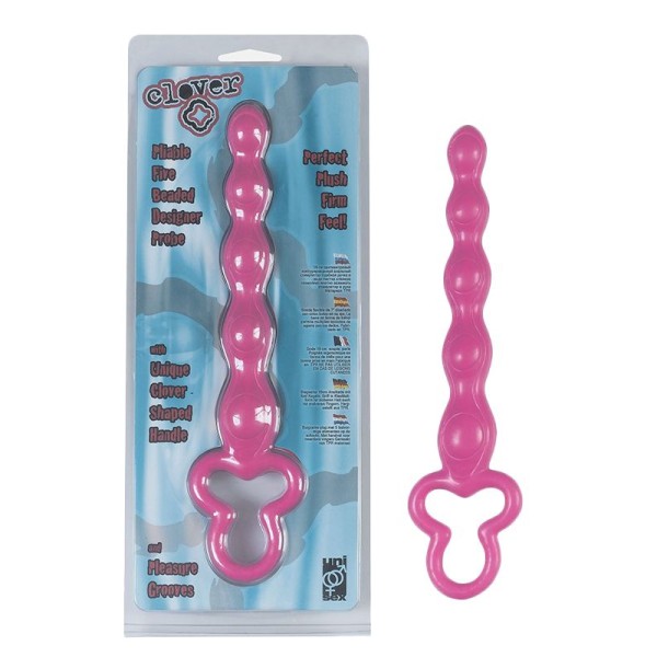 Розовая анальная цепочка Clover Anal Rod - 18 см
