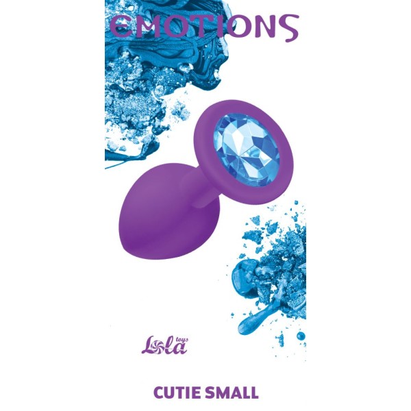 Малая фиолетовая анальная пробка Emotions Cutie Small с голубым кристаллом - 7,5 см