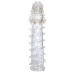 Закрытая прозрачная рельефная насадка с шипиками Crystal sleeve - 13,5 см