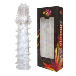 Закрытая прозрачная рельефная насадка с шипиками Crystal sleeve - 13,5 см