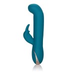 Бирюзовый вибратор с изогнутой головкой Jack Rabbit Signature Silicone Rocking  G  Rabbit - 20 см