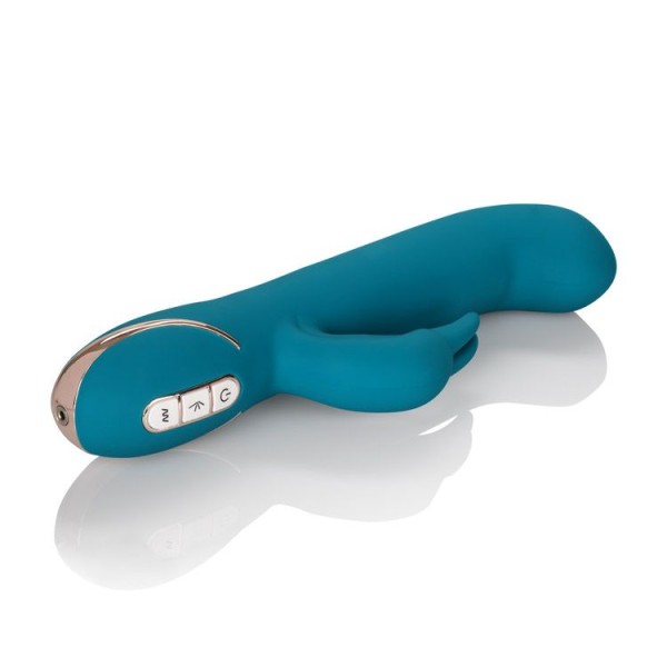 Бирюзовый вибратор с изогнутой головкой Jack Rabbit Signature Silicone Rocking  G  Rabbit - 20 см