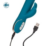 Бирюзовый вибратор с изогнутой головкой Jack Rabbit Signature Silicone Rocking  G  Rabbit - 20 см