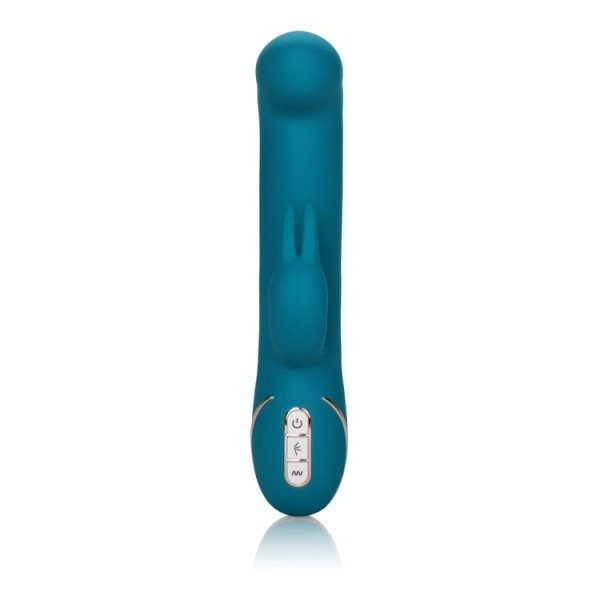 Бирюзовый вибратор с изогнутой головкой Jack Rabbit Signature Silicone Rocking  G  Rabbit - 20 см