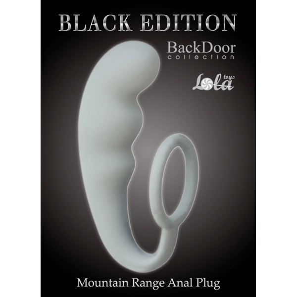 Серое эрекционное кольцо с анальным стимулятором Mountain Range Anal Plug