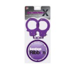 Набор для фиксации BONDX METAL CUFFS AND RIBBON: фиолетовые наручники из листового материала и липкая лента