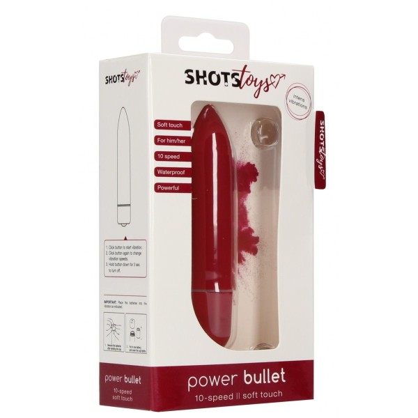 Красная удлинённая вибропуля Power Bullet Black - 8,3 см