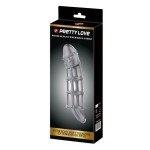 Серая силиконовая насадка на пенис с рельефом и подхватом - 17 см