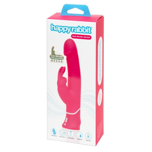 Розовый вибратор-кролик Realistic Dual Density Rechargeable Rabbit Vibrator - 25,5 см