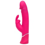 Розовый вибратор-кролик Realistic Dual Density Rechargeable Rabbit Vibrator - 25,5 см