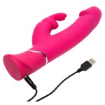 Розовый вибратор-кролик Realistic Dual Density Rechargeable Rabbit Vibrator - 25,5 см