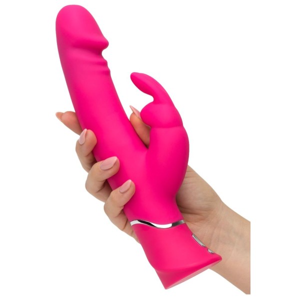 Розовый вибратор-кролик Realistic Dual Density Rechargeable Rabbit Vibrator - 25,5 см