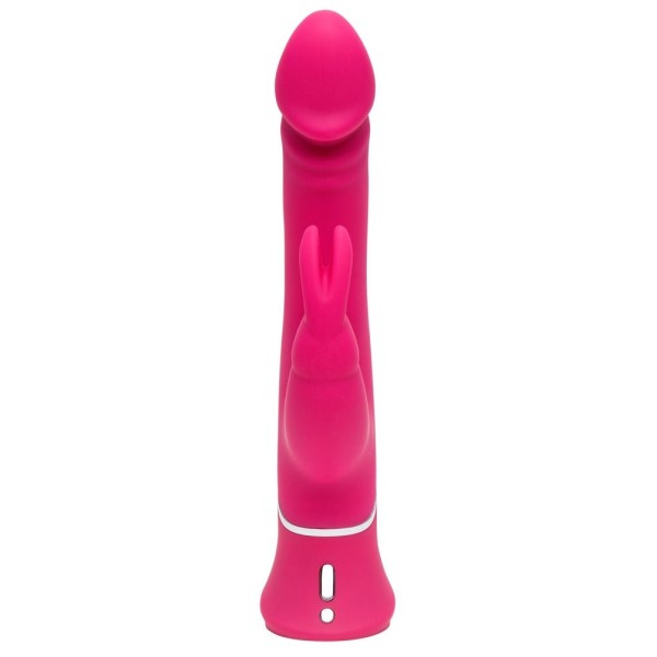 Розовый вибратор-кролик Realistic Dual Density Rechargeable Rabbit Vibrator - 25,5 см