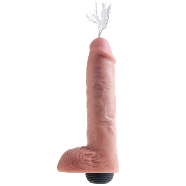 Телесный фаллоимитатор с функцией семяизвержения 11  Squirting Cock with balls - 27,9 см